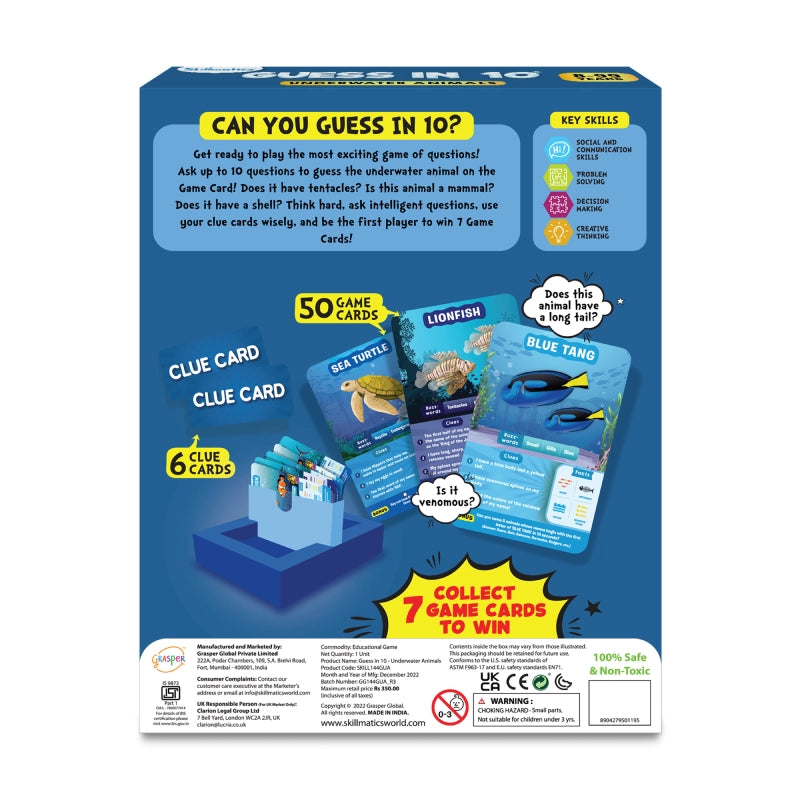 Skillmatics Guess in 10 Underwater Animals gioco quiz 8+ anni