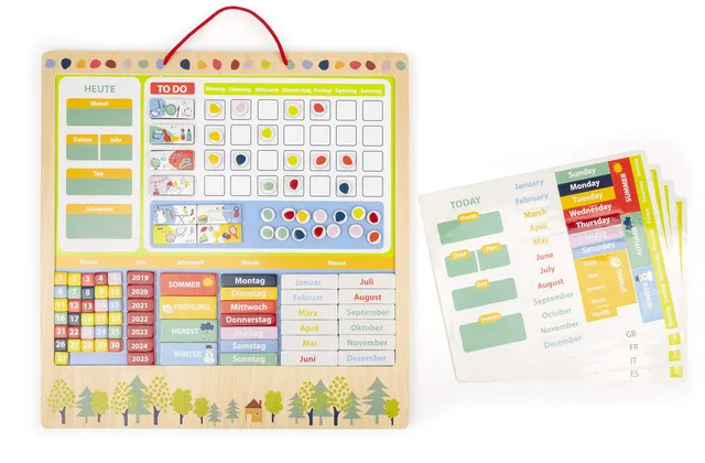 smallfoot 11460 Educate calendario magnetico legno 5 lingue