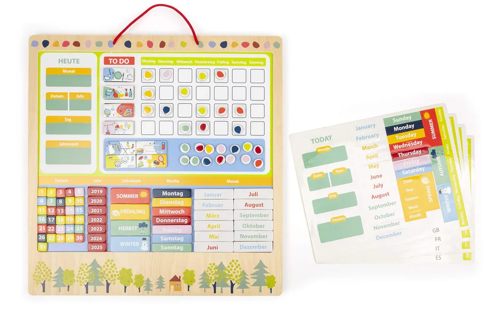 smallfoot 11460 Educate calendario magnetico legno 5 lingue