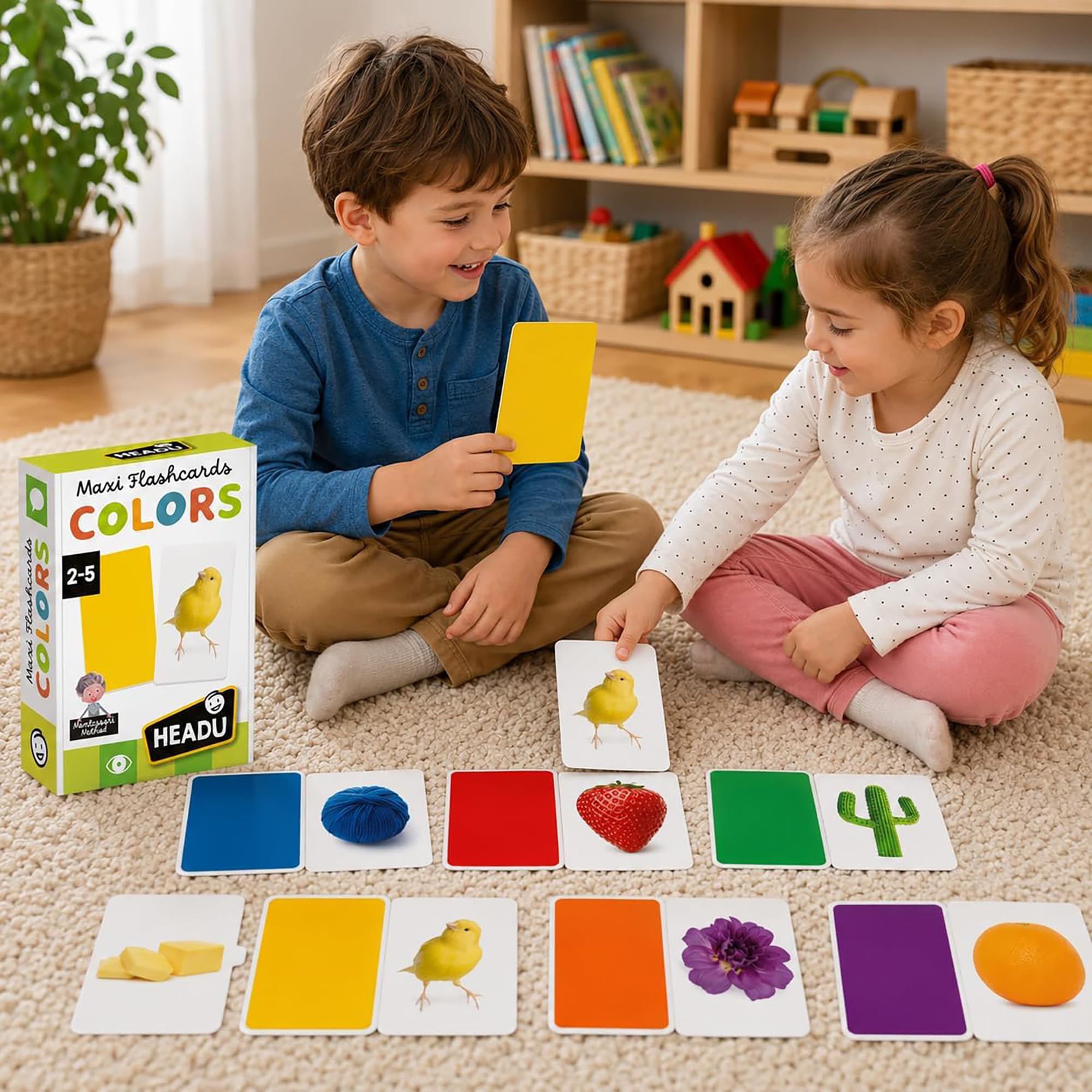 Headu Maxi Flashcards Montessori Colors carte colori 2-5 anni
