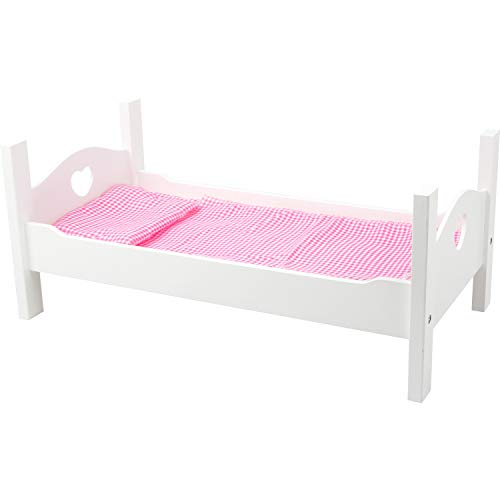 Smallfoot letto per bambole legno con cuscino e cuori