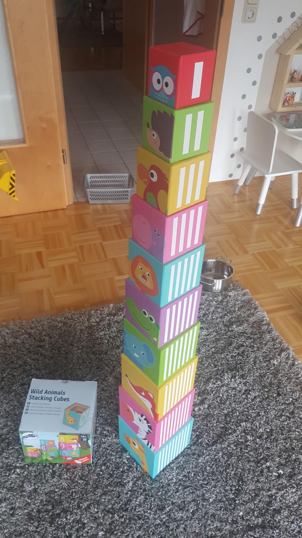 smallfoot 11205 cubi impilabili cartone 10 pezzi animali
