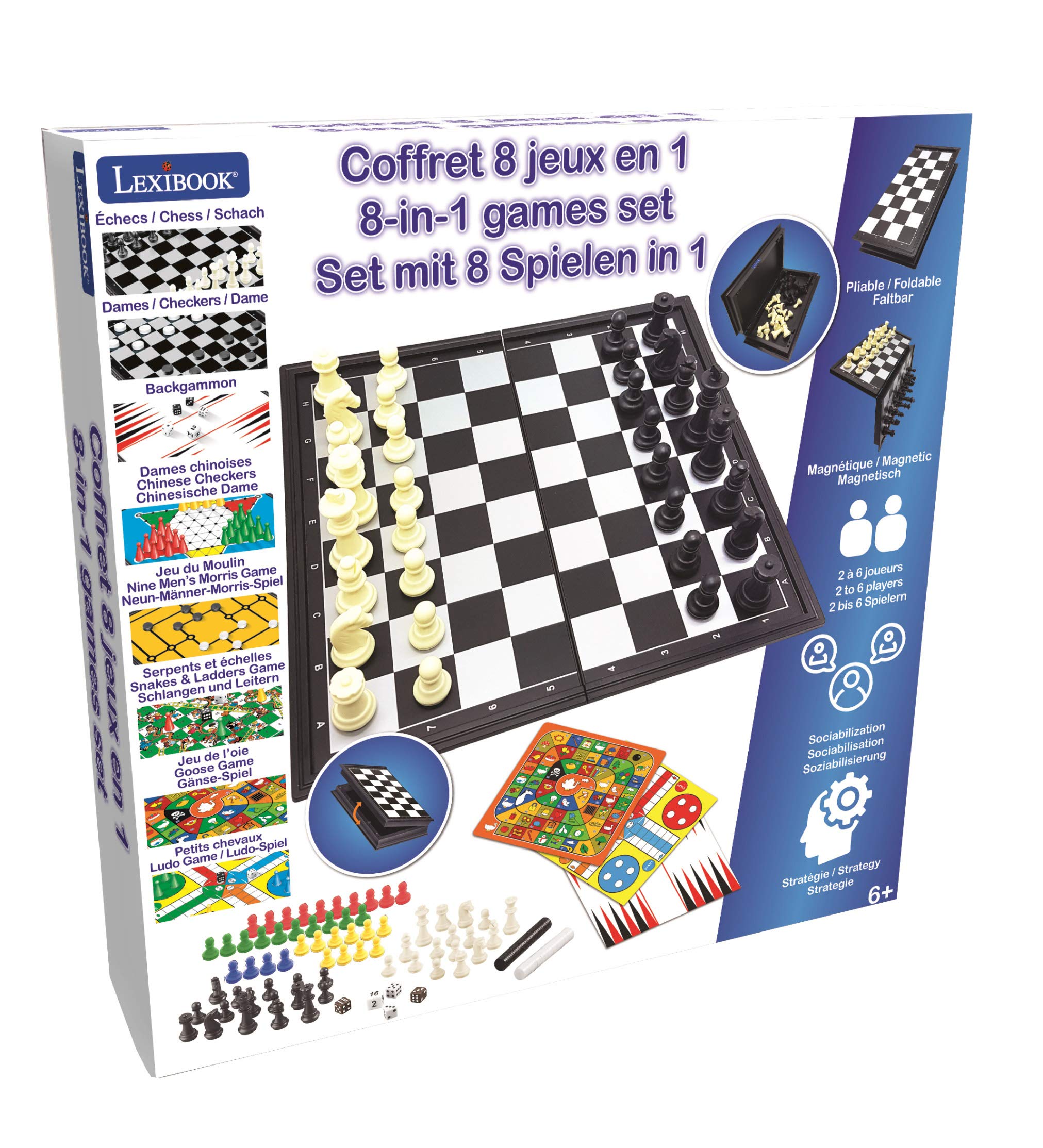 Lexibook ChessMan JGM800 set giochi da tavolo 8 in 1 magnetico