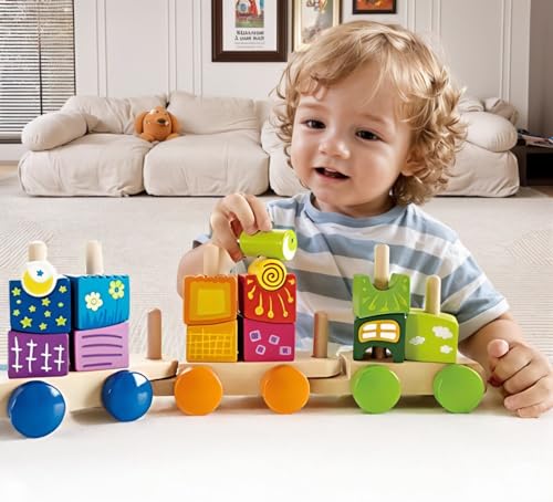 Hape E0417 treno blocchi legno 17 pezzi arcobaleno