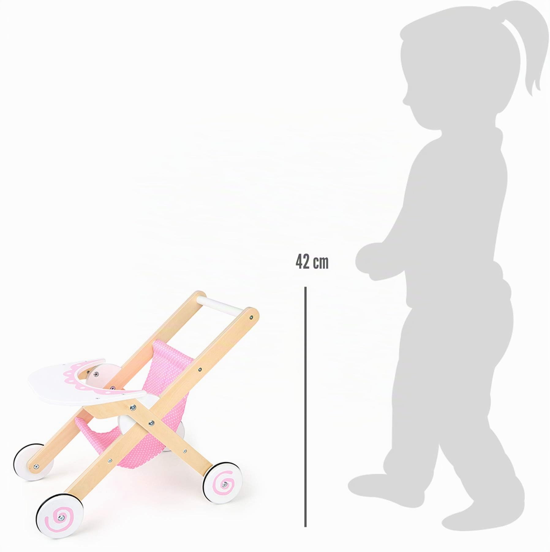 smallfoot 10741 Passeggino Bambole Legno con Tavolino