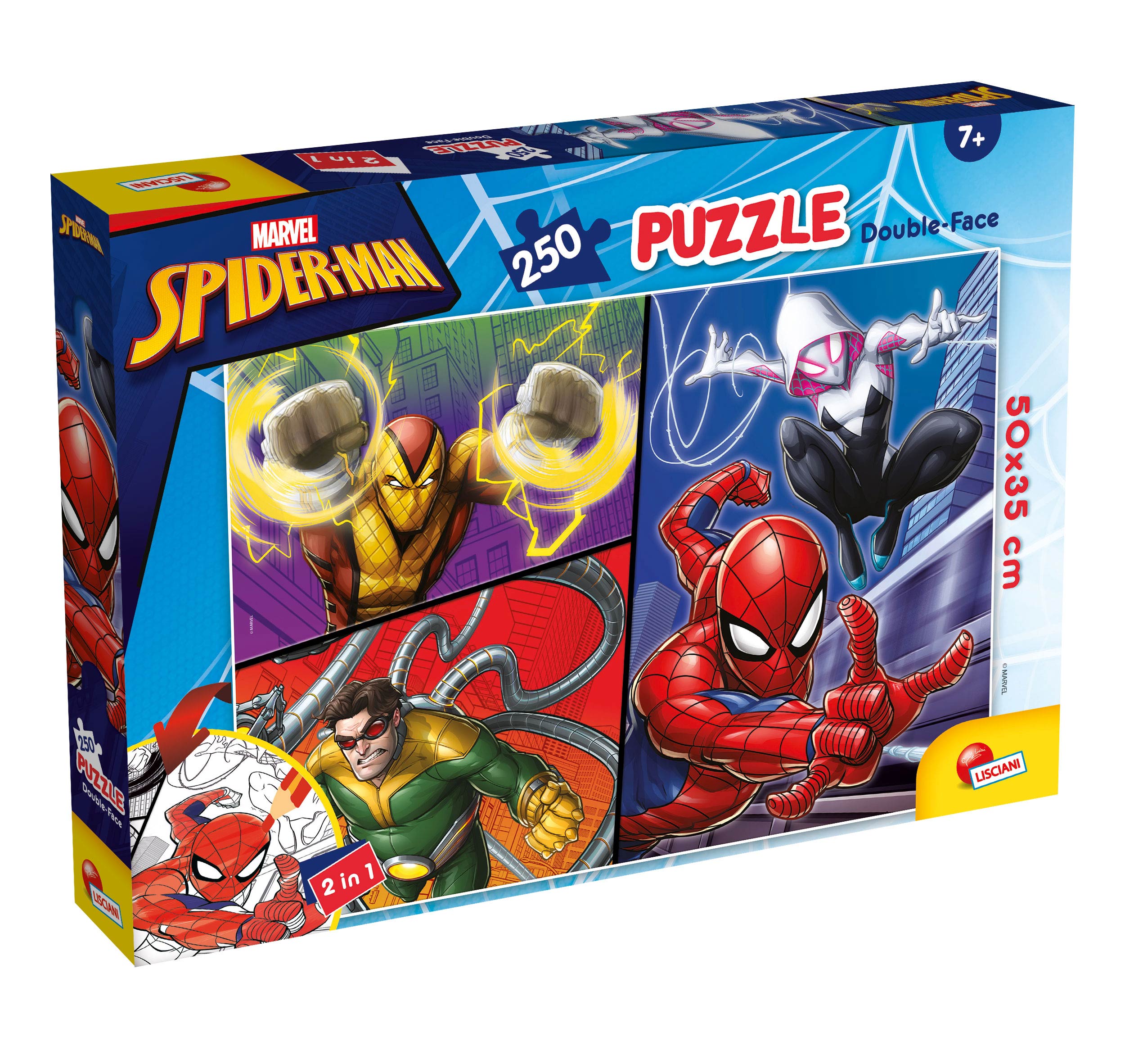 Lisciani Marvel Plus 250 Spider-Man puzzle double-face da colorare