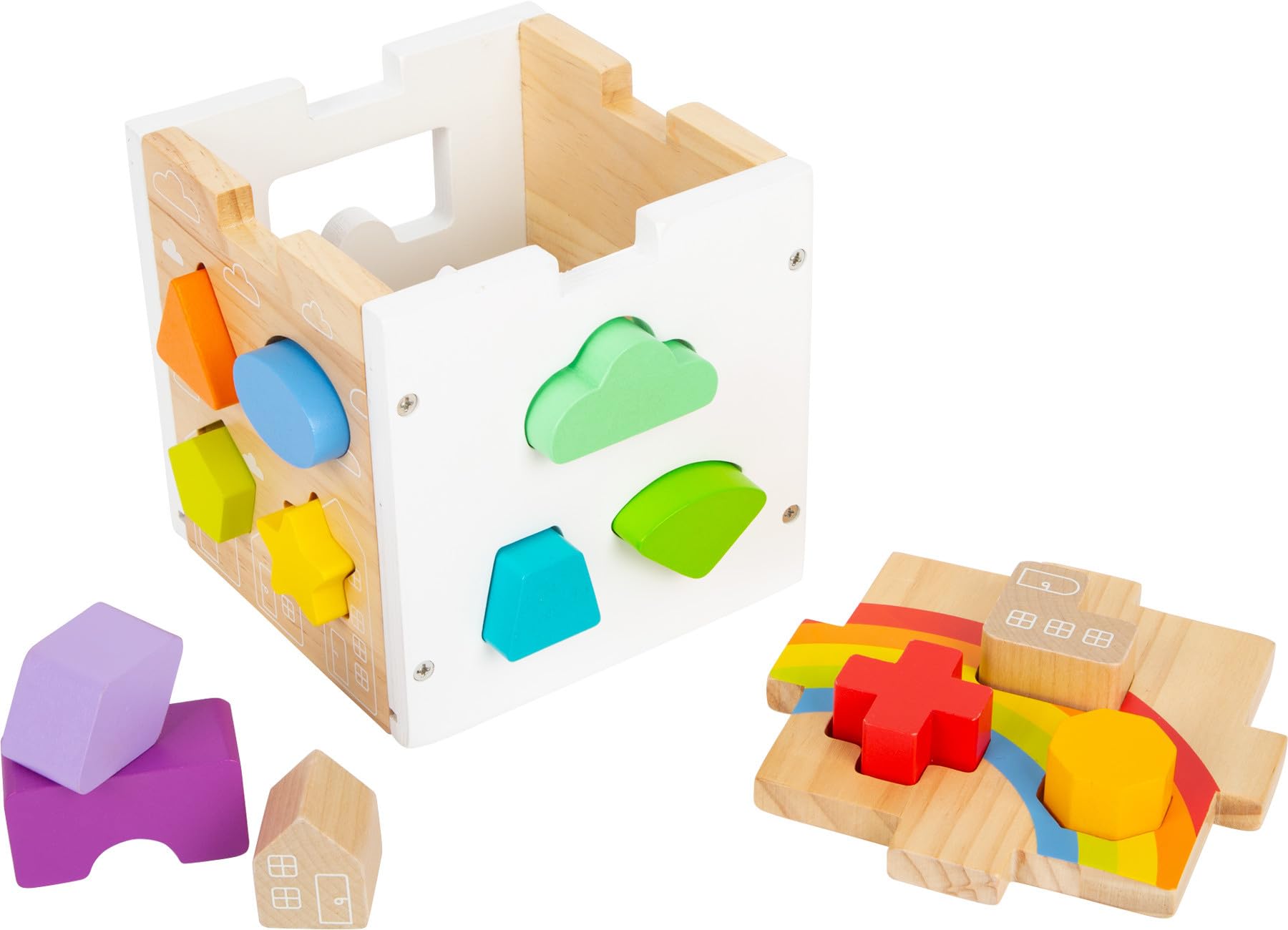 Smallfoot 11777 dado incastro arcobaleno legno 13 pezzi 12 mesi