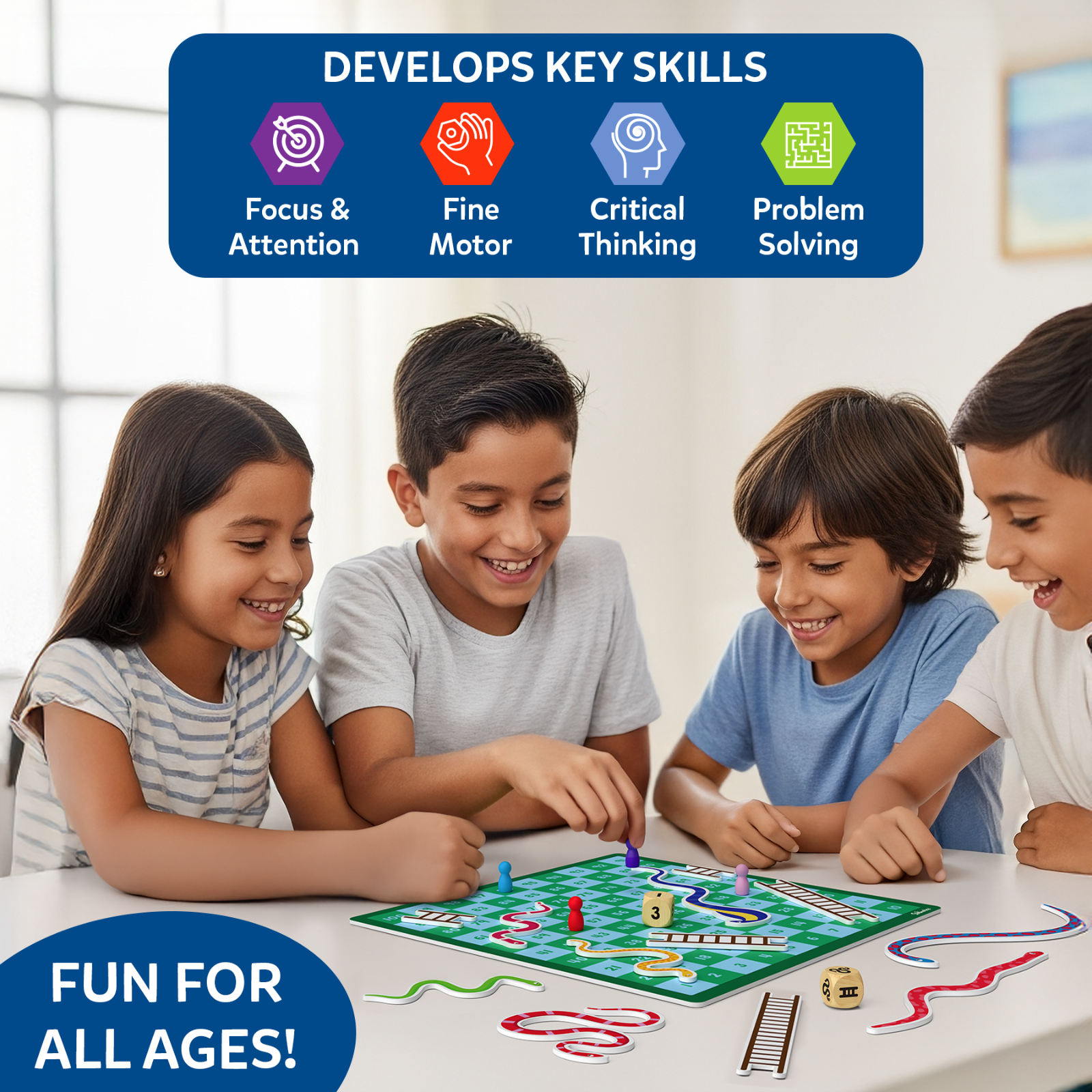 Skillmatics Snakes Ladders gioco tavolo magnetico