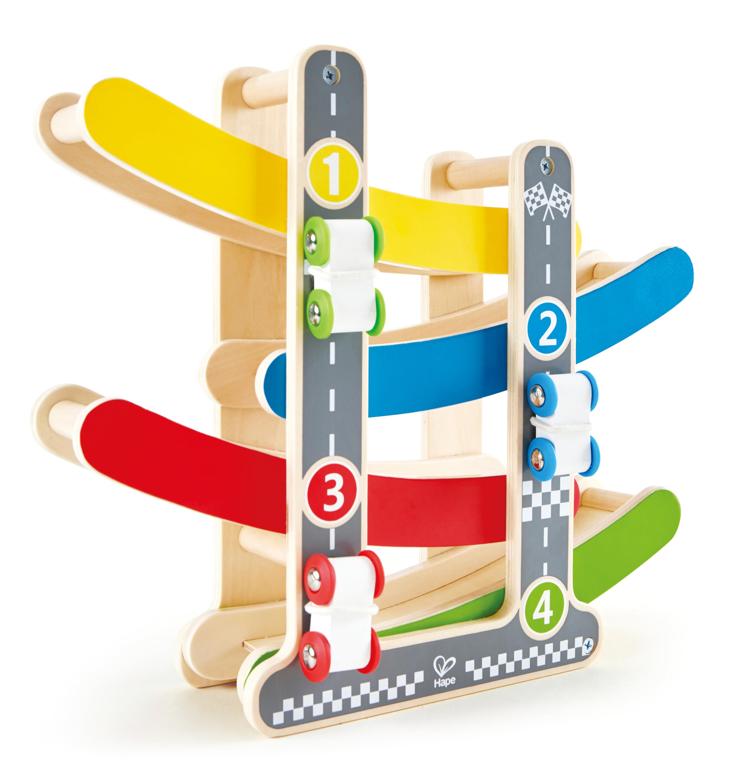 Hape Circuito Macchinine in Discesa pista legno 3 auto