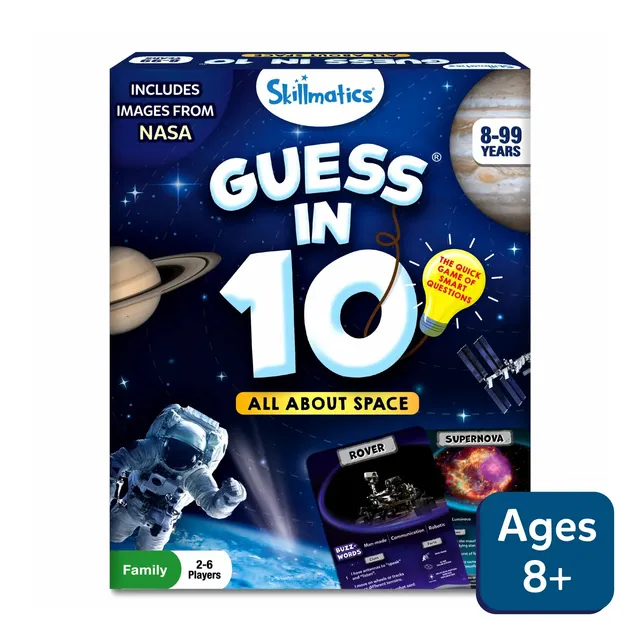 Skillmatics Guess in 10 All About Space gioco di carte quiz spazio