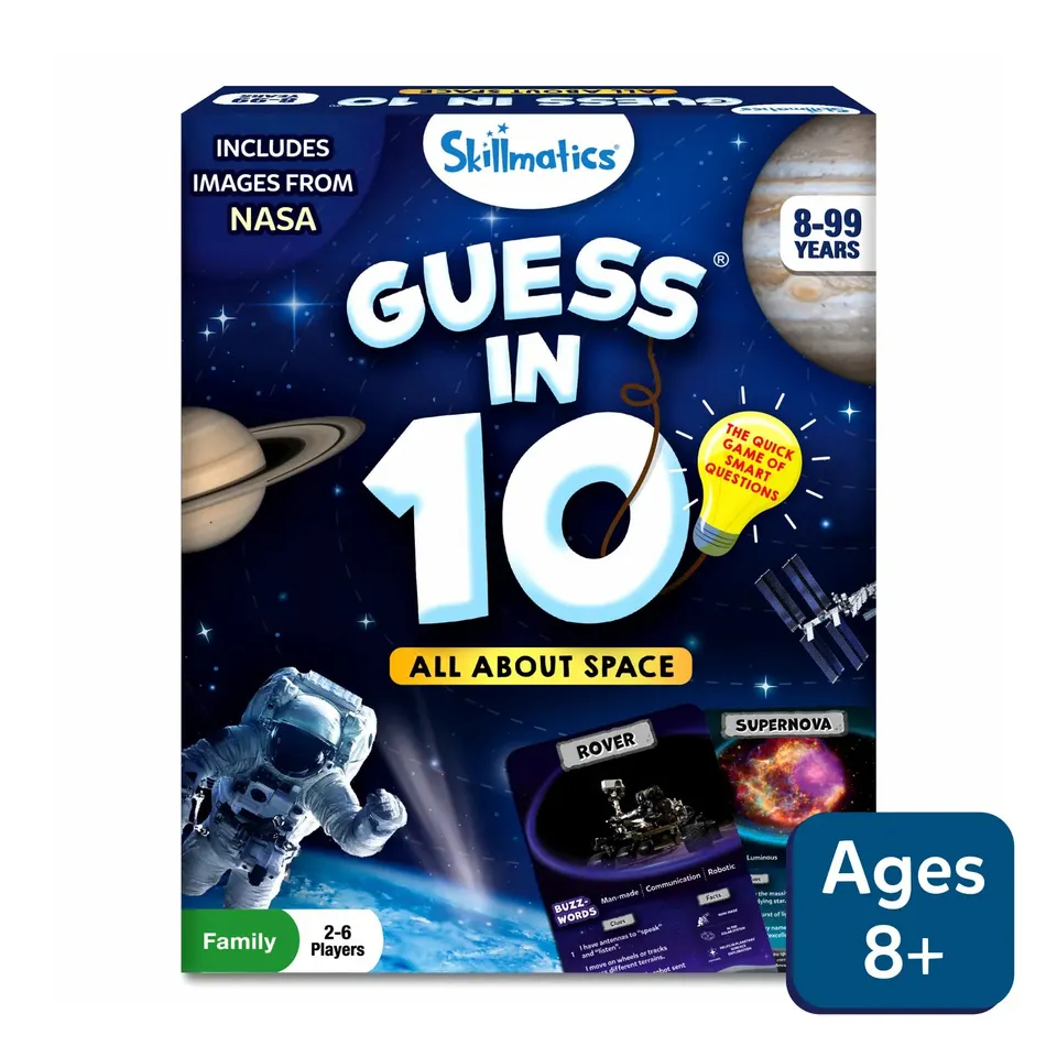 Skillmatics Guess in 10 All About Space gioco di carte quiz spazio