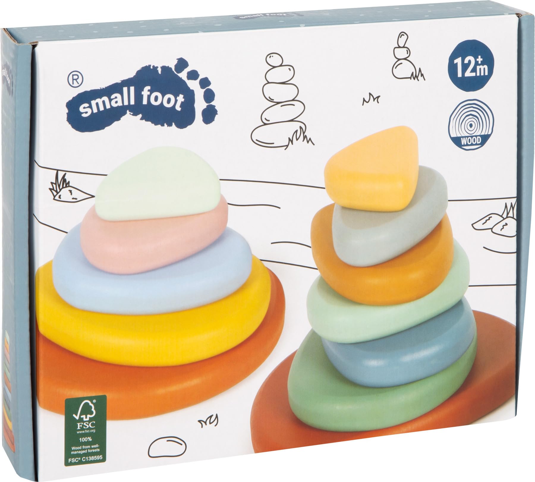 smallfoot 12759 pietre equilibrio in legno 12 pezzi montessori