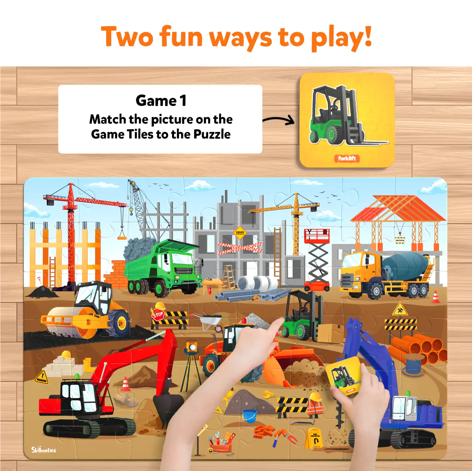 Skillmatics Piece Play Construction Site puzzle pavimento 48 pezzi cantiere