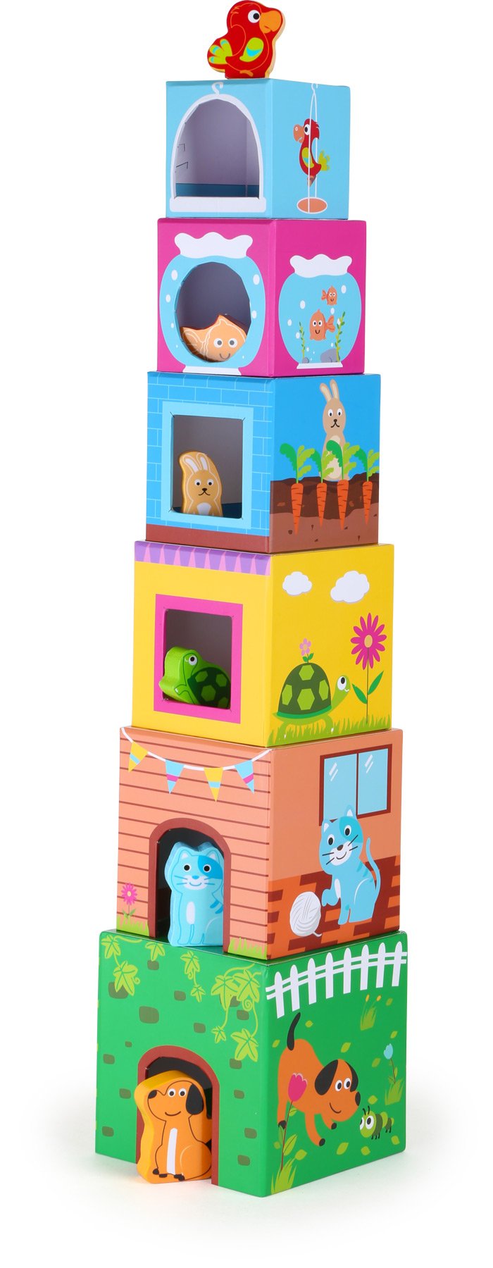 smallfoot Animali Domestici torre impilabile 6 cubi legno