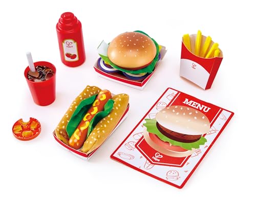 Hape Fast Food set cucina hamburger hot dog legno