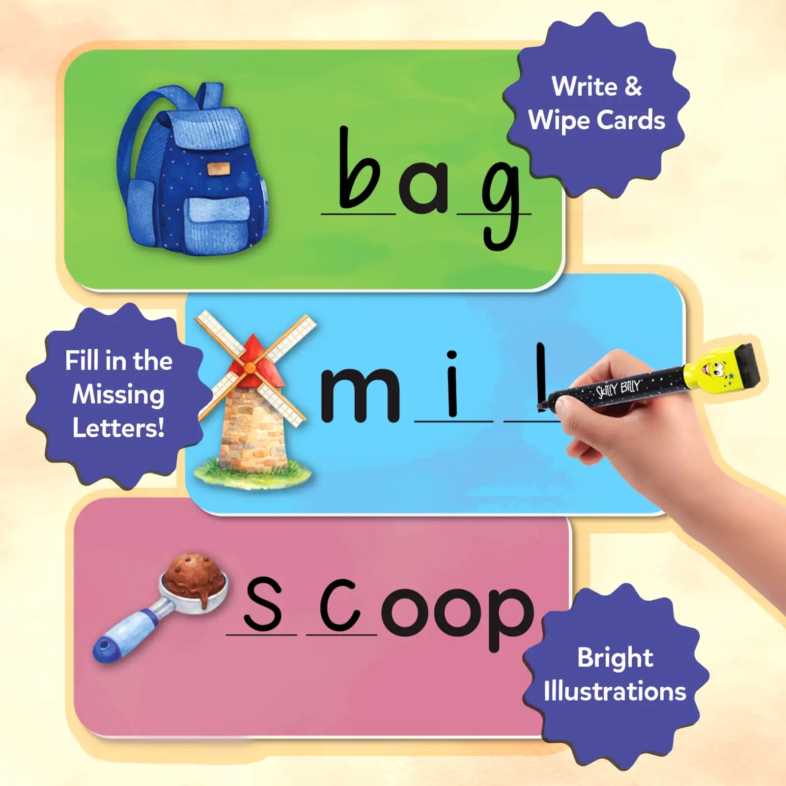 Skillmatics Spell Smarter flashcard spelling inglese 4-7 anni