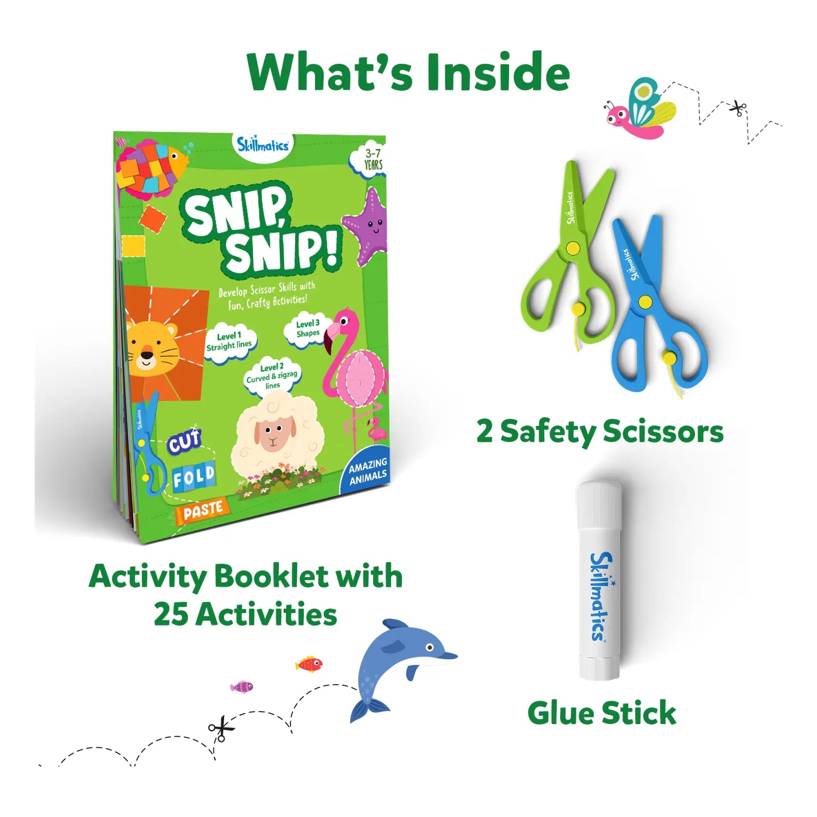 Skillmatics Snip Snip Amazing Animals kit ritaglio 25 attività
