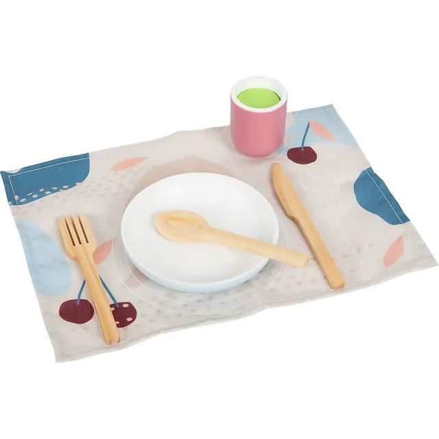 smallfoot Tasty set stoviglie legno per 2 persone blu