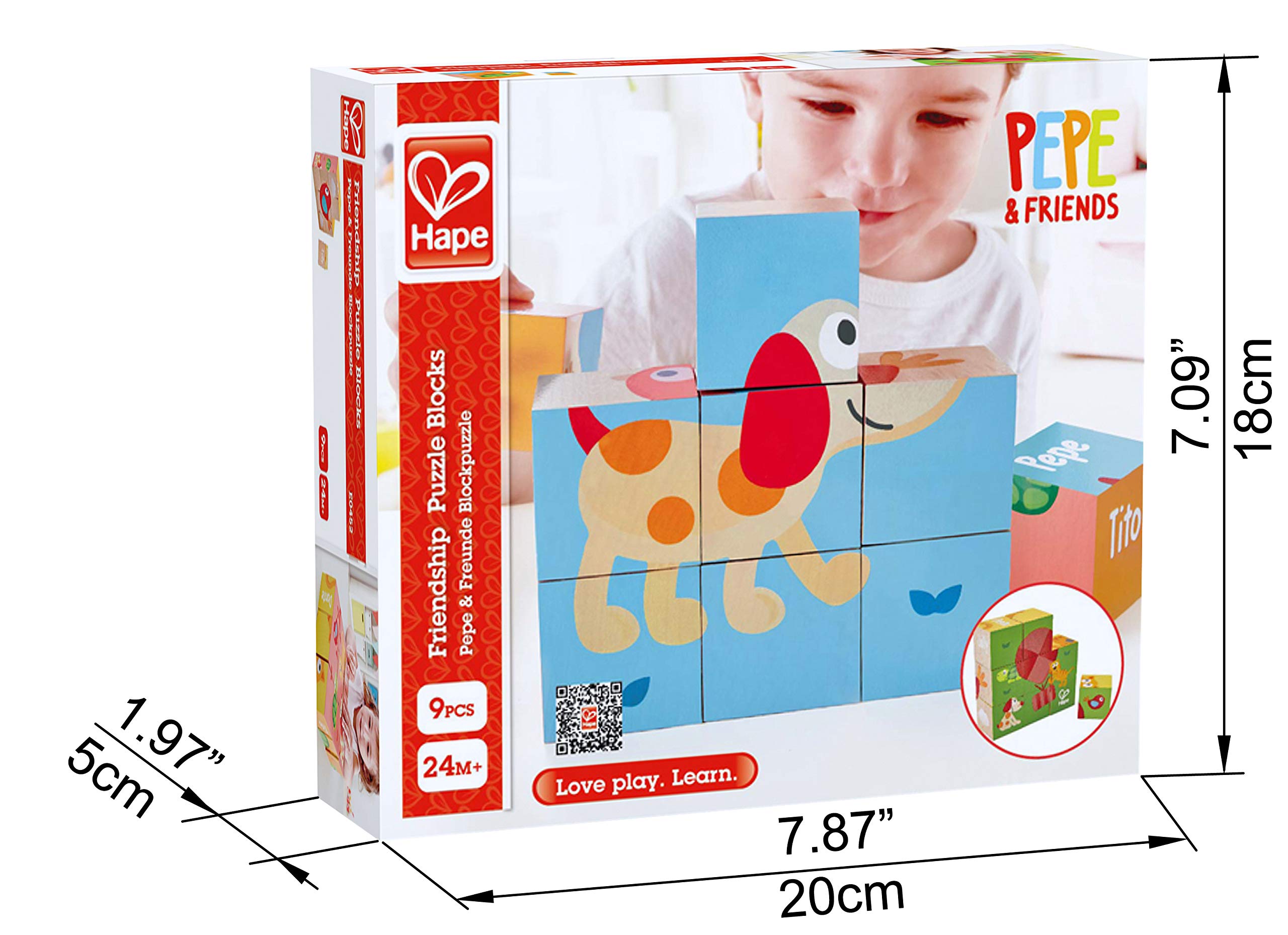 Hape E0452 Pepe Friends puzzle blocchi 9 pezzi