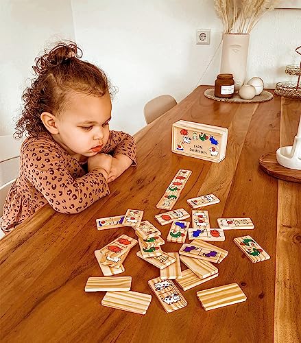 smallfoot 7094 Domino Fattoria gioco in legno con animali