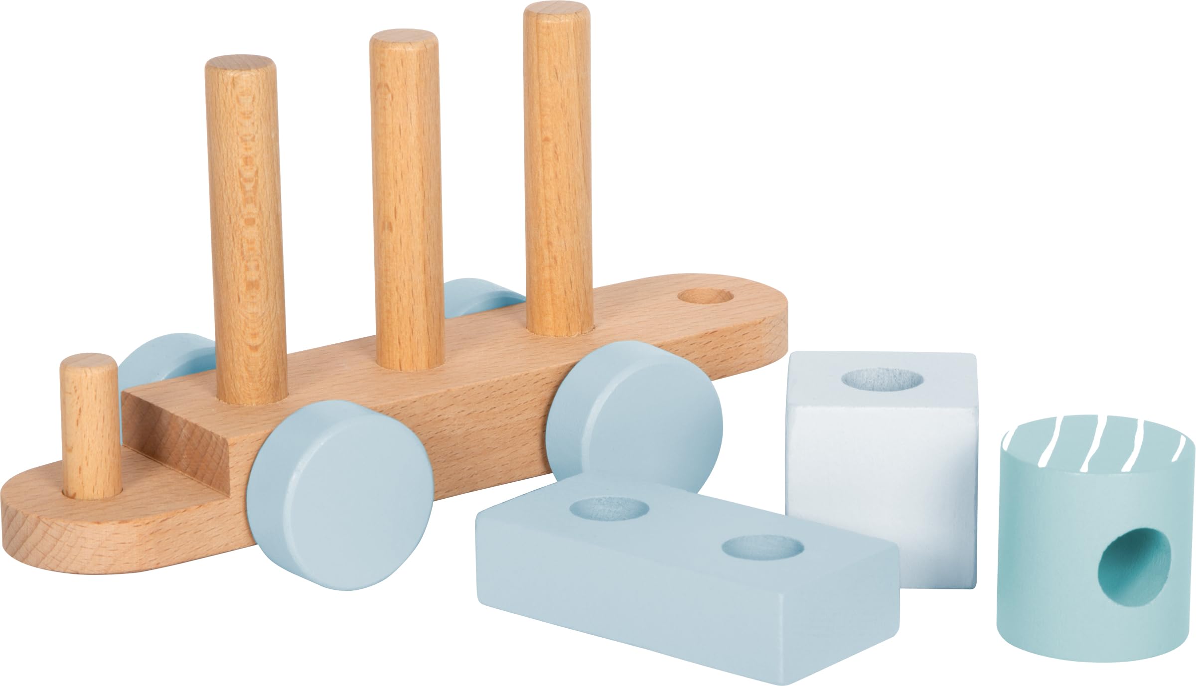 smallfoot Trenino 12695 trenino legno blu 14 pezzi impilabile