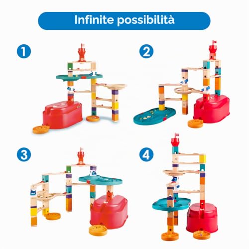 Hape Quadrilla pista biglie contenitori componibili legno
