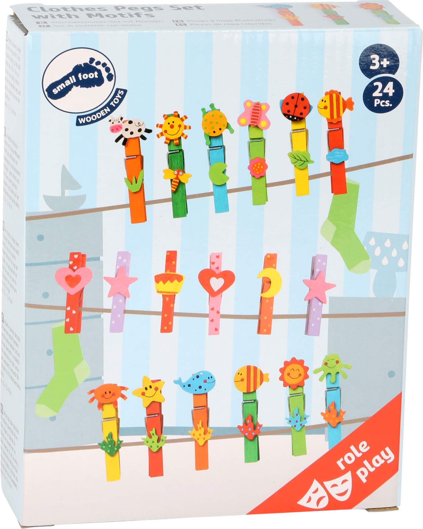 smallfoot 7760 mollette legno animali 24 pezzi 3 anni