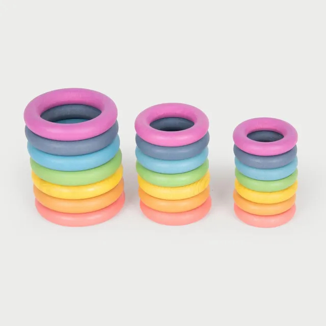 Tickit Rainbow Wooden Rings anelli in legno 21 pezzi da 10 mesi