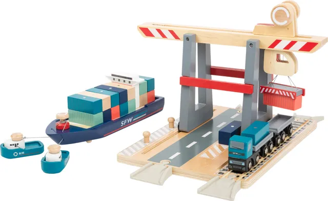 small foot 11378 Terminale Container gioco legno nave e camion