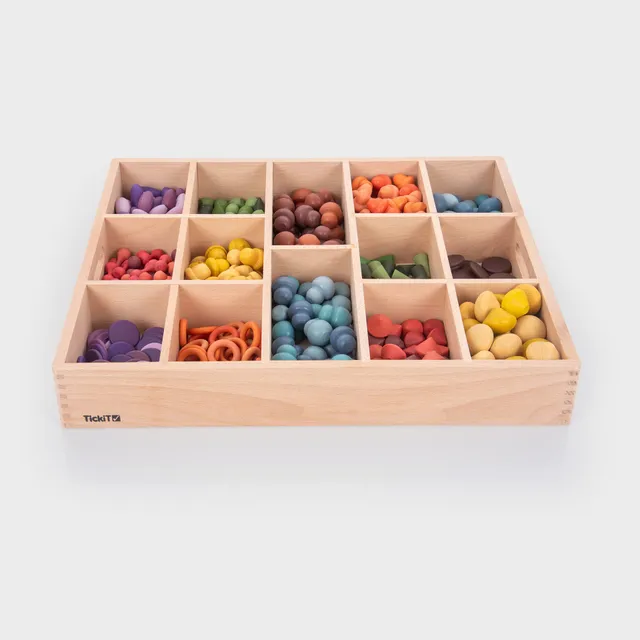 Tickit Wooden Treasures Super Set + Wooden Sorting Tray 14-Way loose parts 421 pezzi