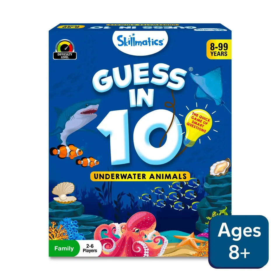 Skillmatics Guess in 10 Underwater Animals gioco quiz 8+ anni