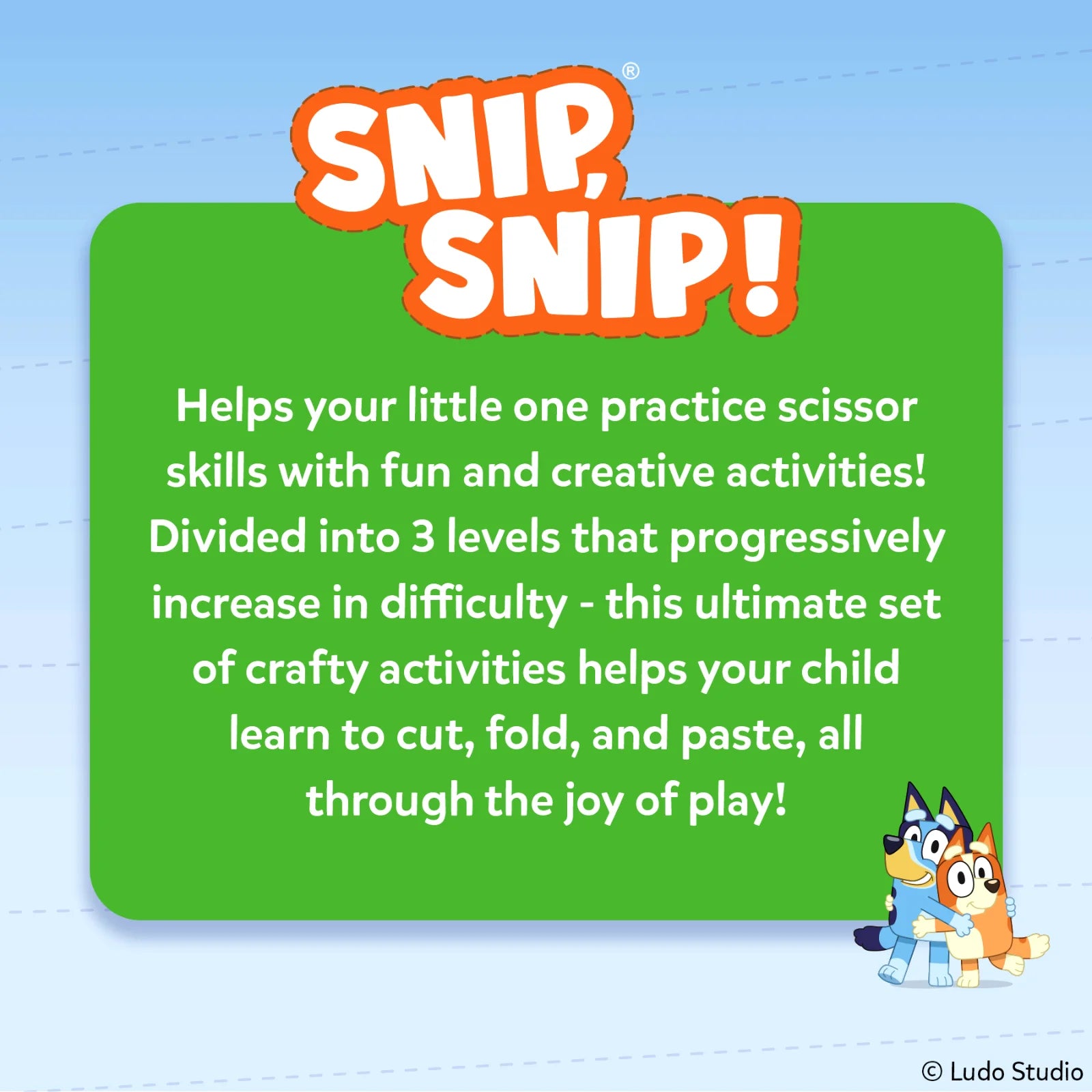 Skillmatics Snip Snip Bluey kit ritaglio 25 attività 3-7 anni