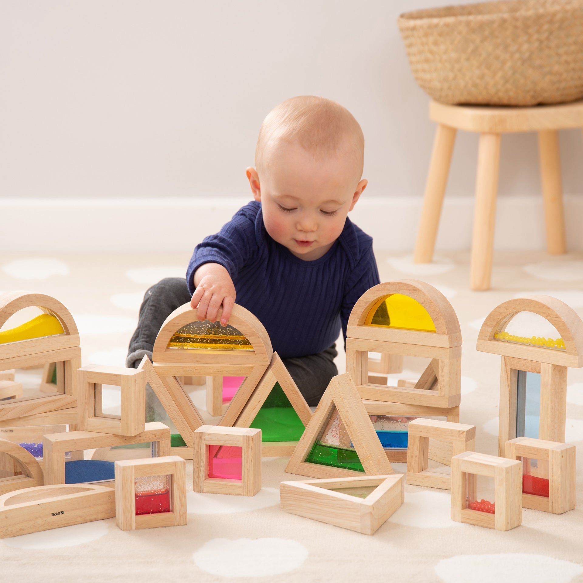 Tickit Sensory Mirror Blocks blocchi legno 24 pezzi