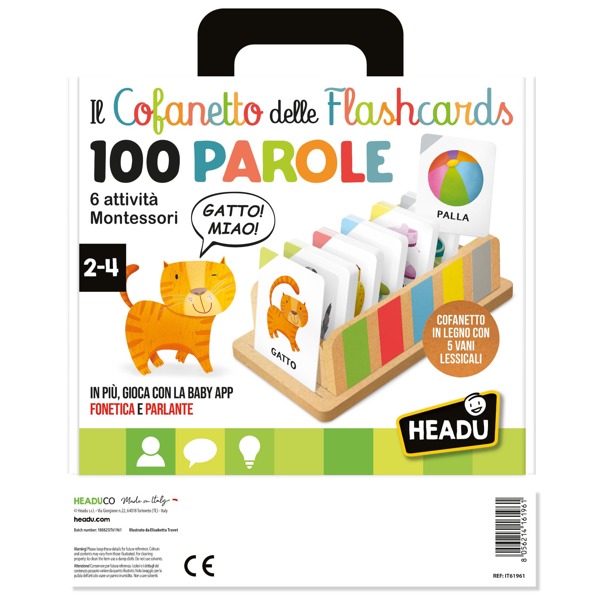 Headu 100 Parole cofanetto flashcards bambini 2-4 anni