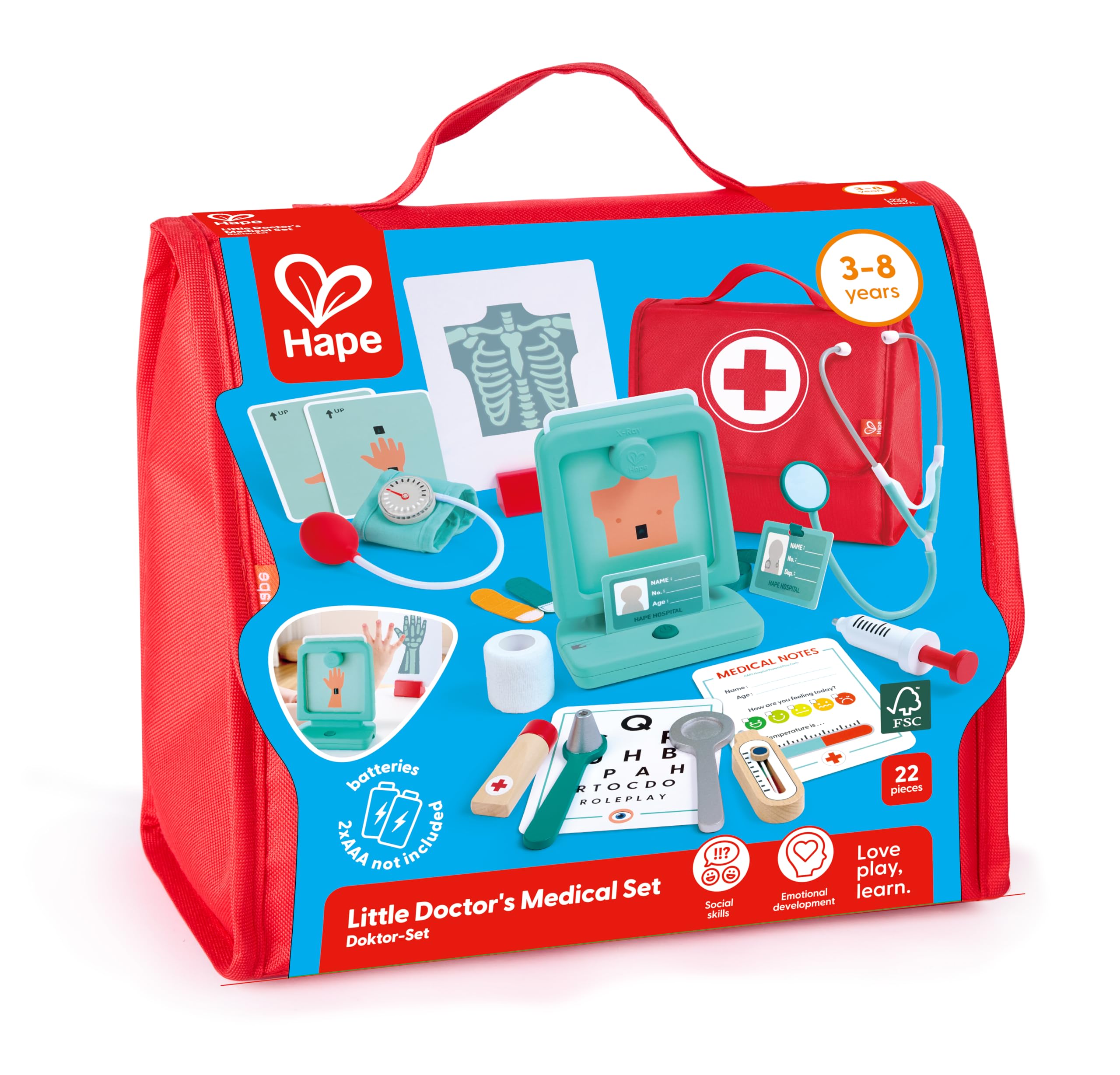 Hape Set Medico kit dottore legno con raggi X interattivi