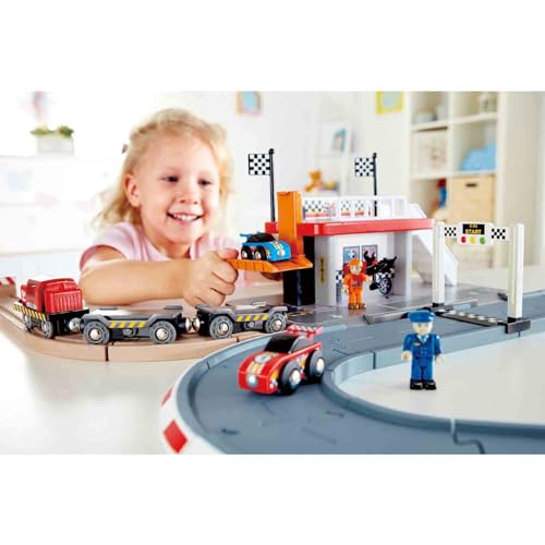 Hape E3734 race track station treno legno