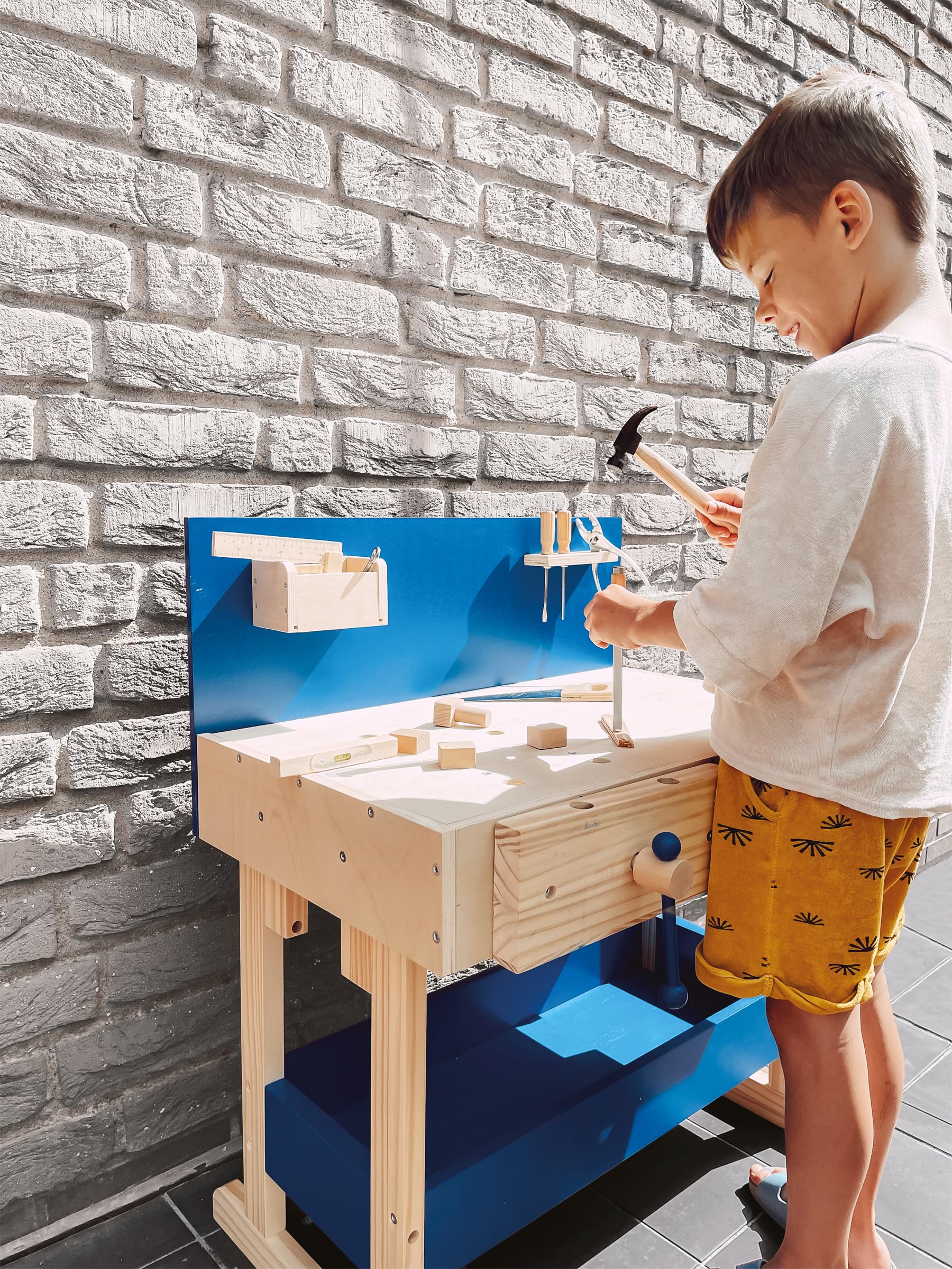 smallfoot 10839 banco da lavoro giocattolo legno attrezzi