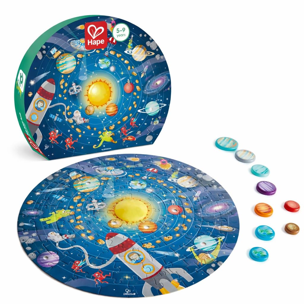 Hape Sistema Solare con Led puzzle legno rotondo 5 anni