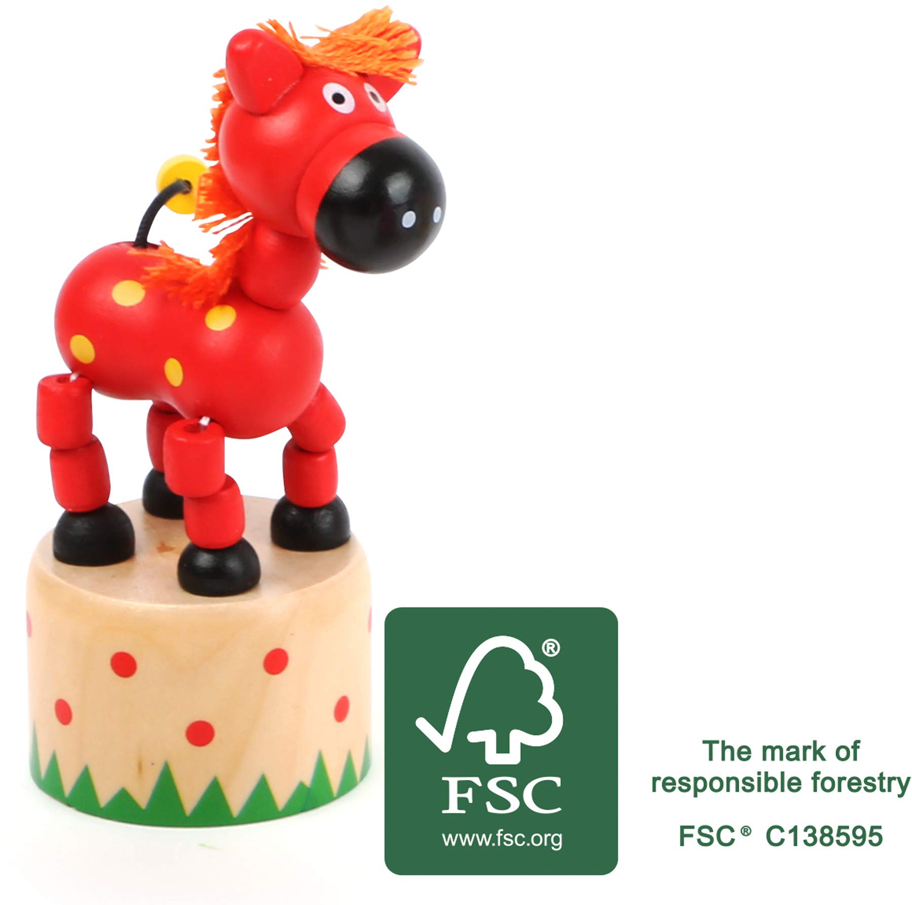 smallfoot 11155 cavallo animaletto a pressione legno
