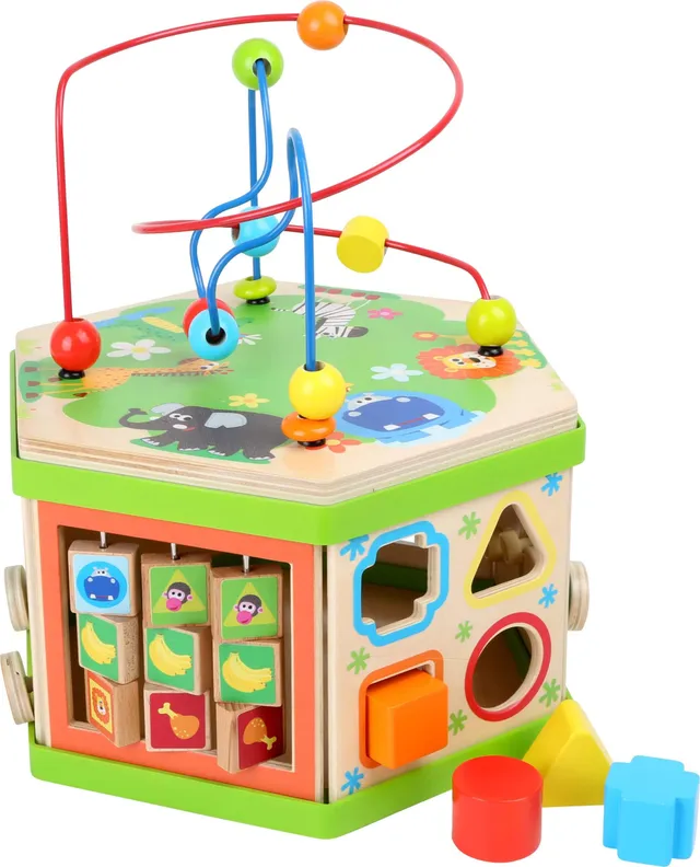 smallfoot 4244 Cubo Motorio Safari gioco legno animali