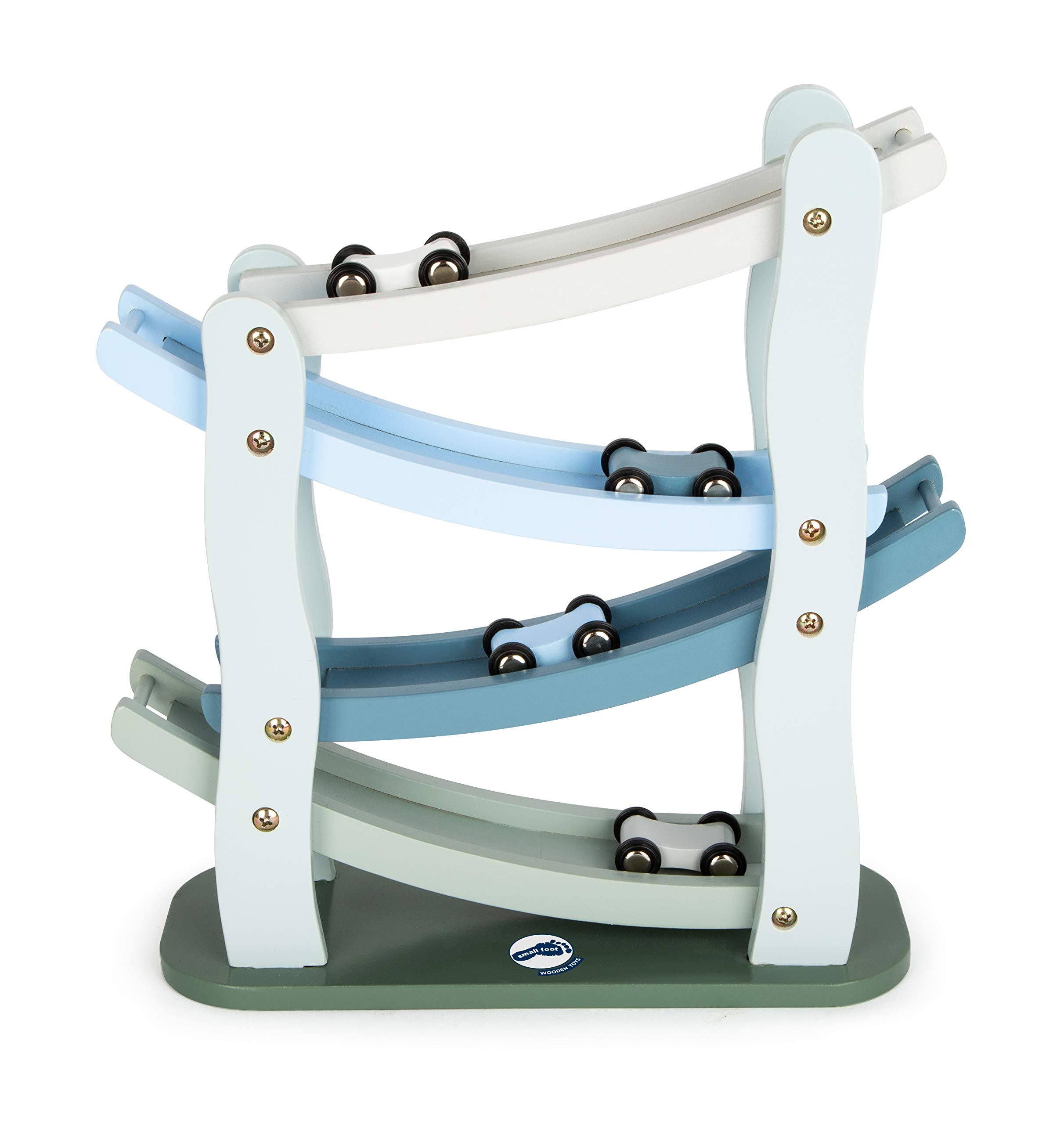 smallfoot 11651 Pista da Corsa Legno Blu 4 Auto