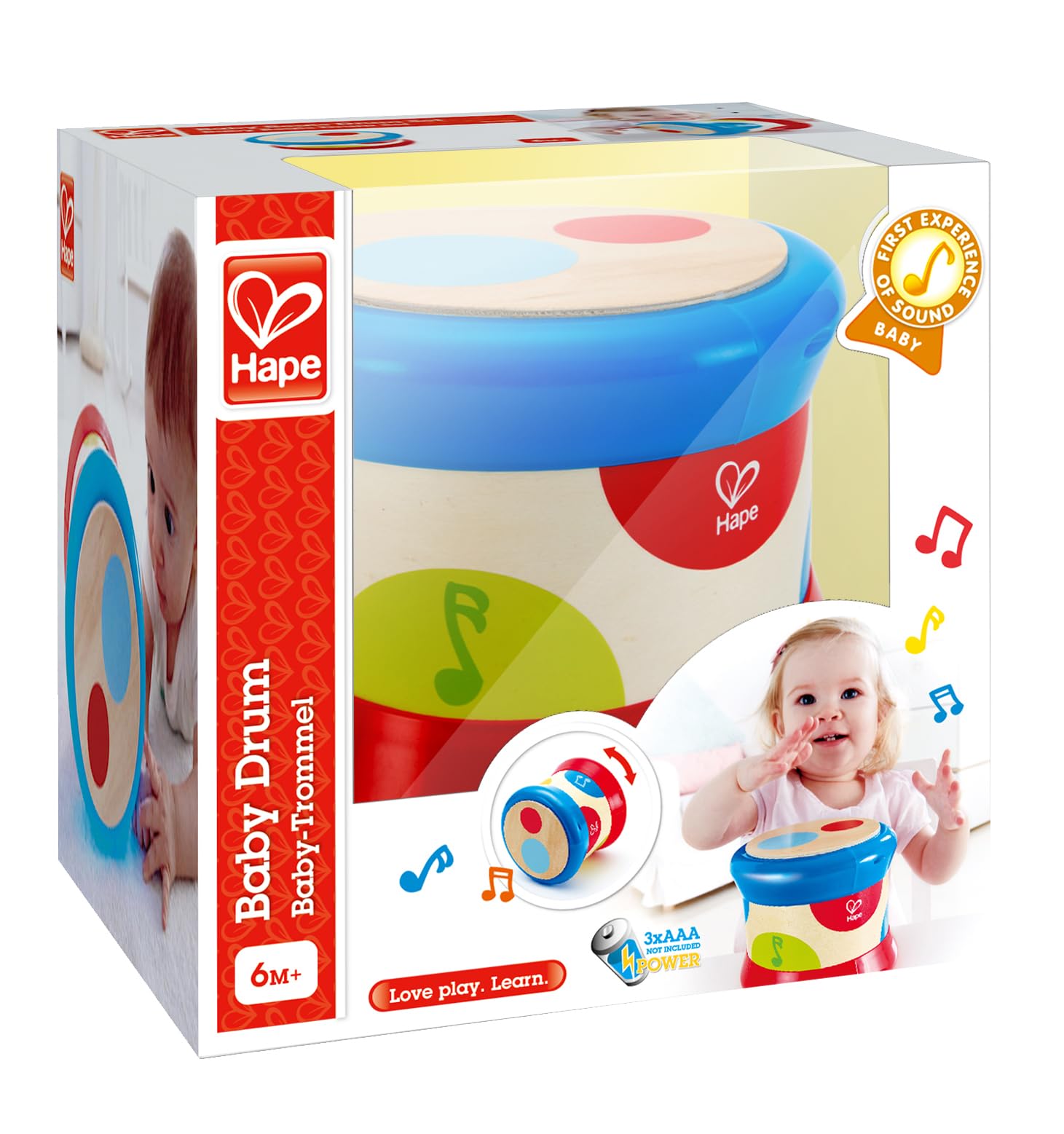 Hape Baby Tamburo musicale legno luci dai 6 mesi