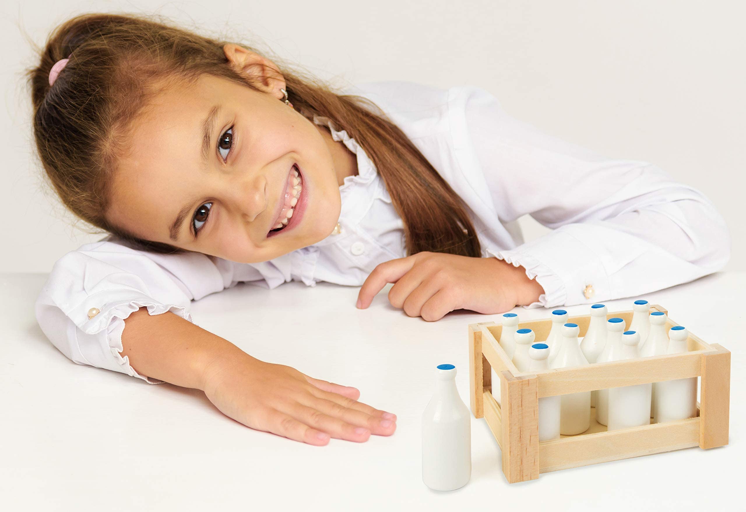smallfoot 7062 bottiglie del latte legno set 12 pezzi negozio