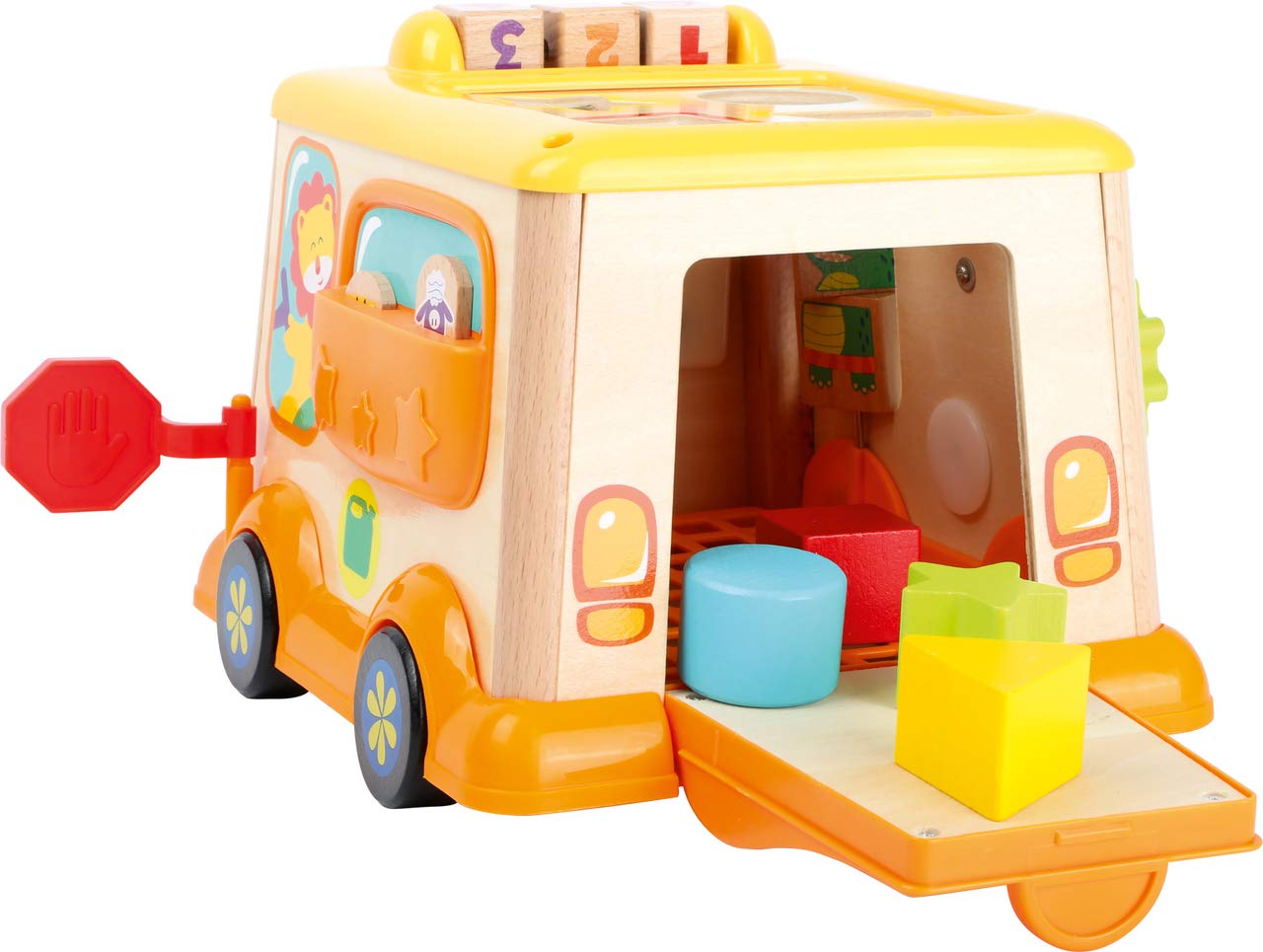 smallfoot scuolabus cubo attività in legno bambini