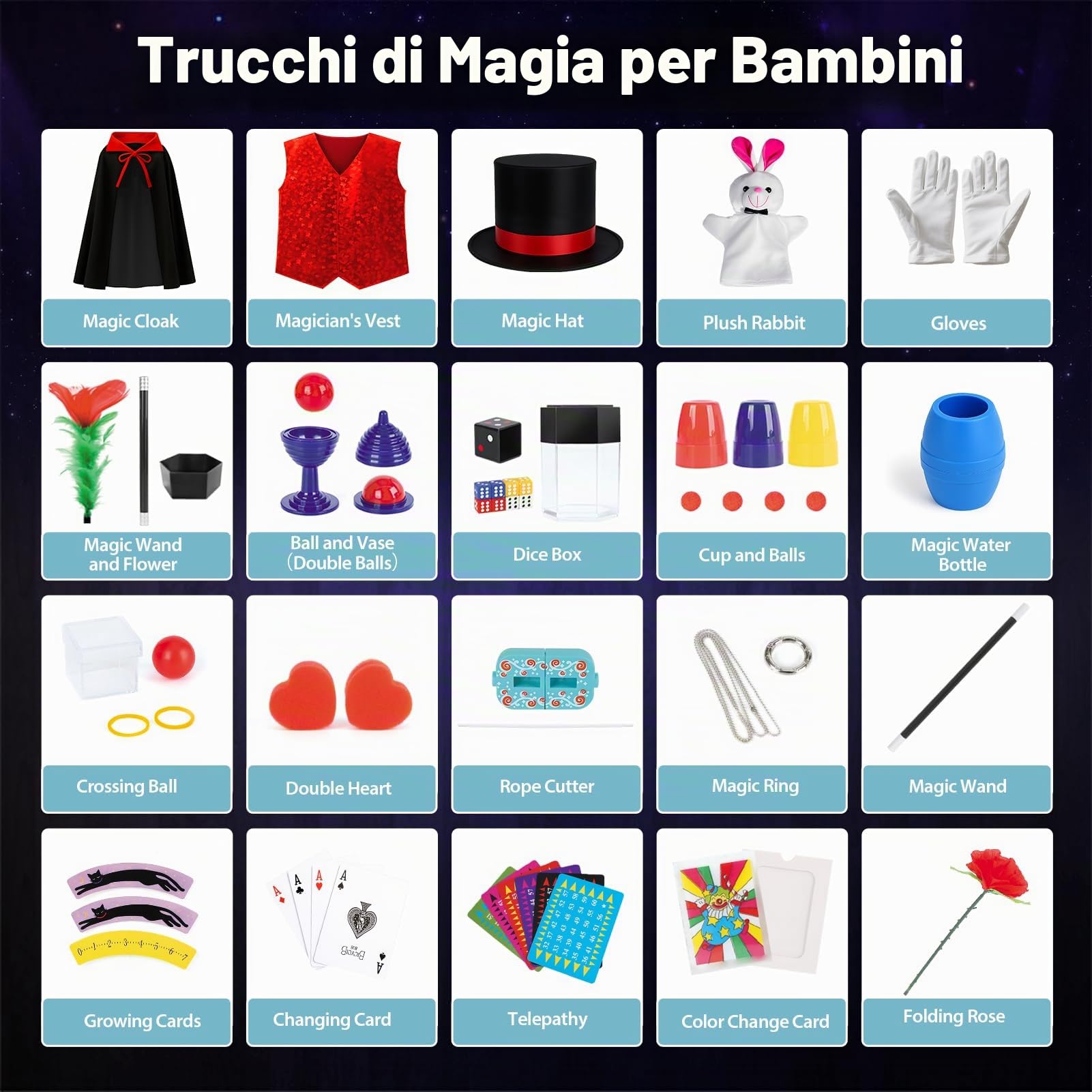 DINORUN Giochi di Magia set magia bambini con cappello costume