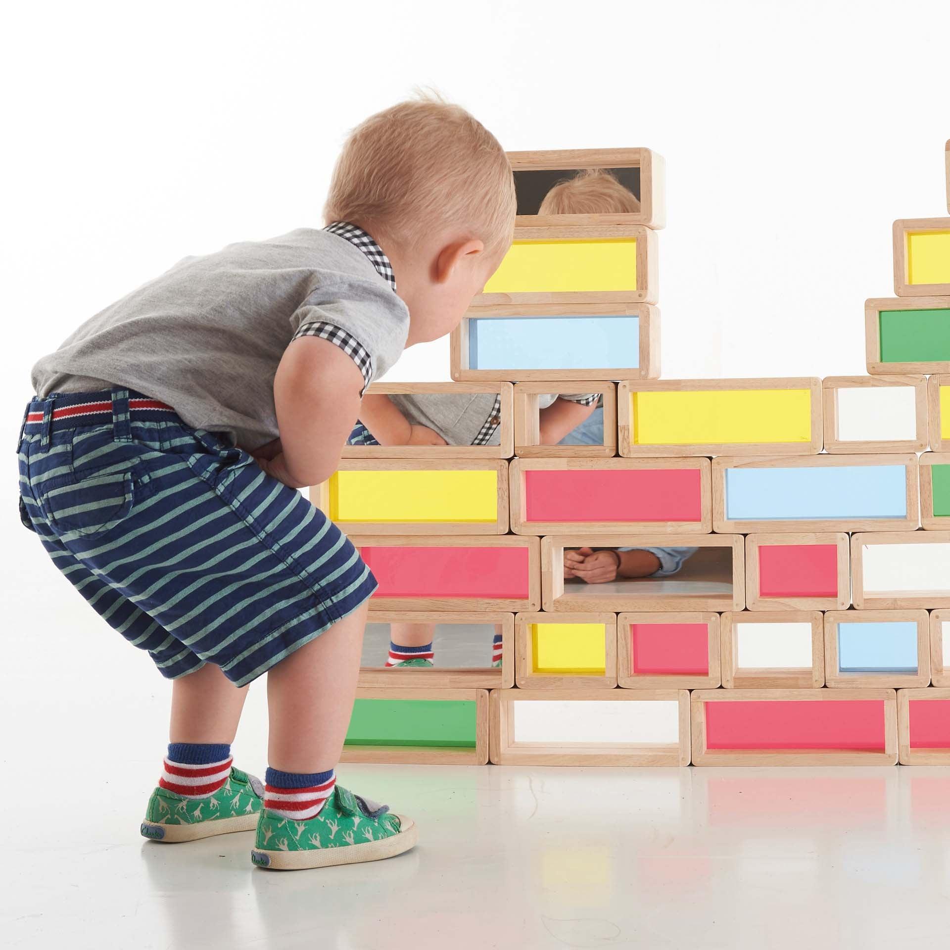 Tickit Rainbow Bricks mattoncini legno 36 pezzi sensoriali