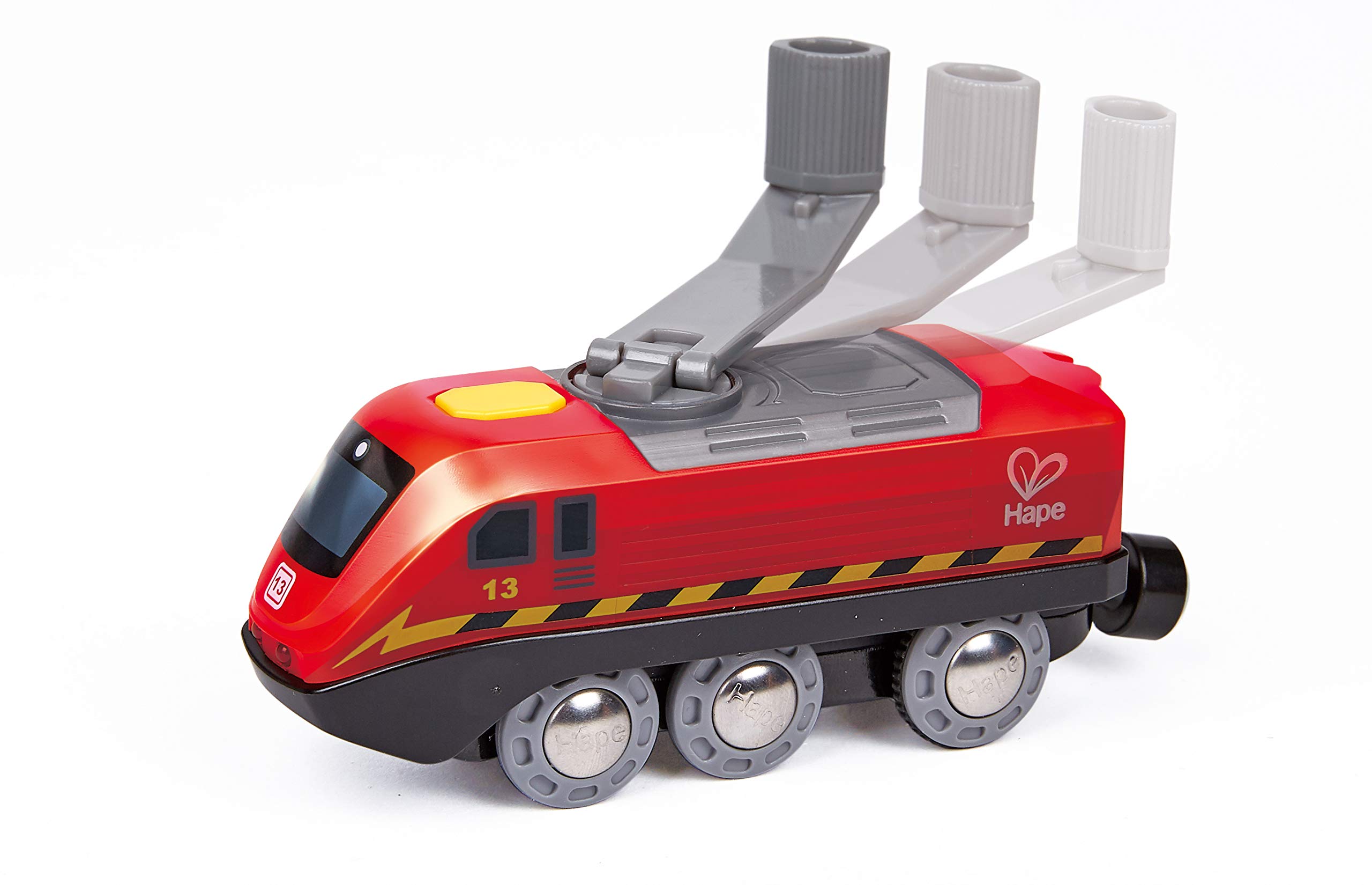 Hape treno a dinamo rosso giocattolo in legno