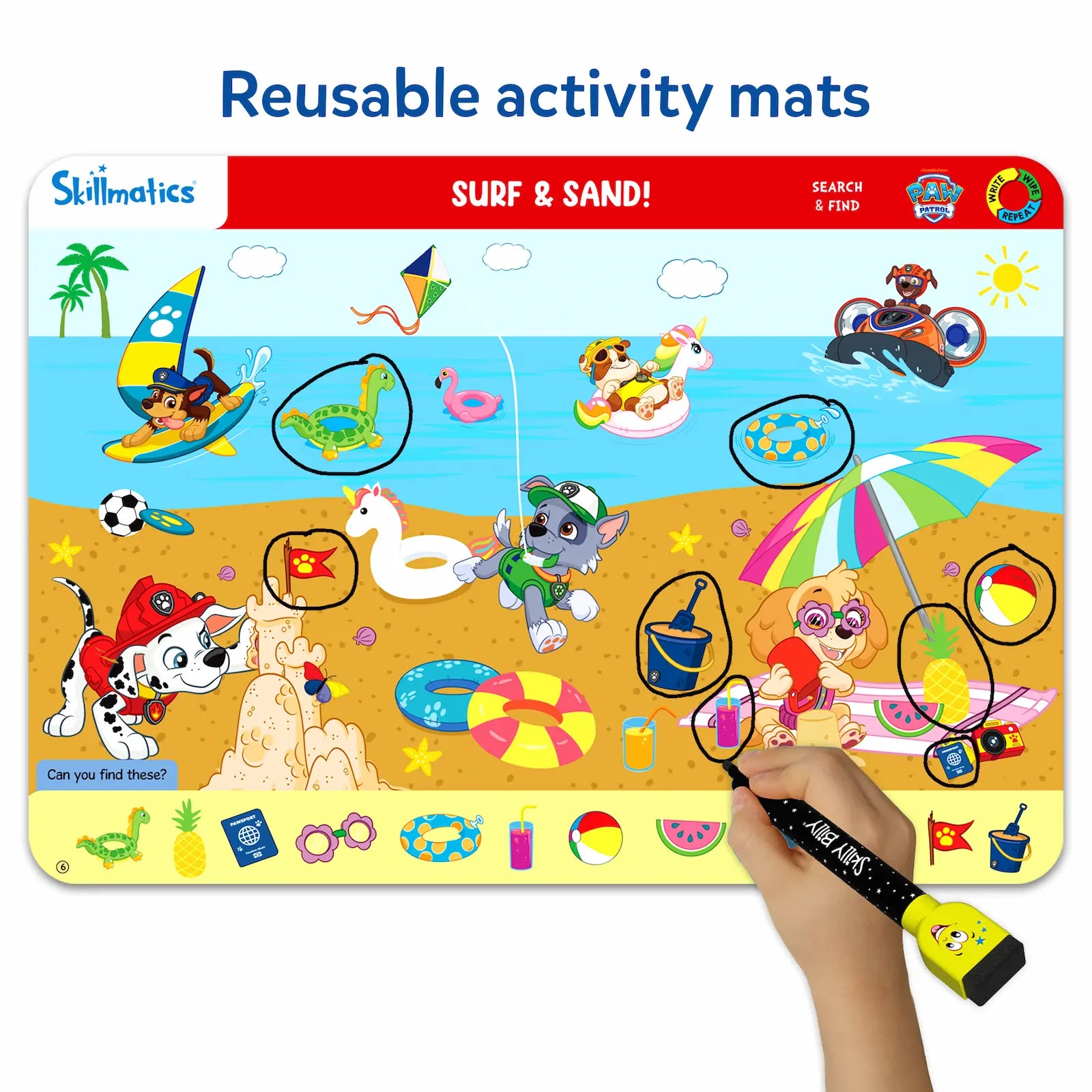 Skillmatics Search Find PAW Patrol tappetini 12 giochi