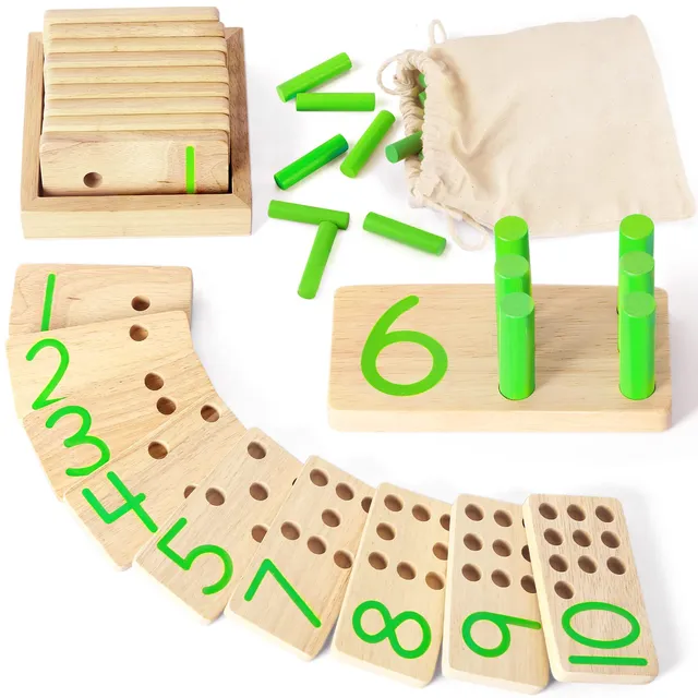 DINORUN Montessori bastoncini conteggio in legno numeri