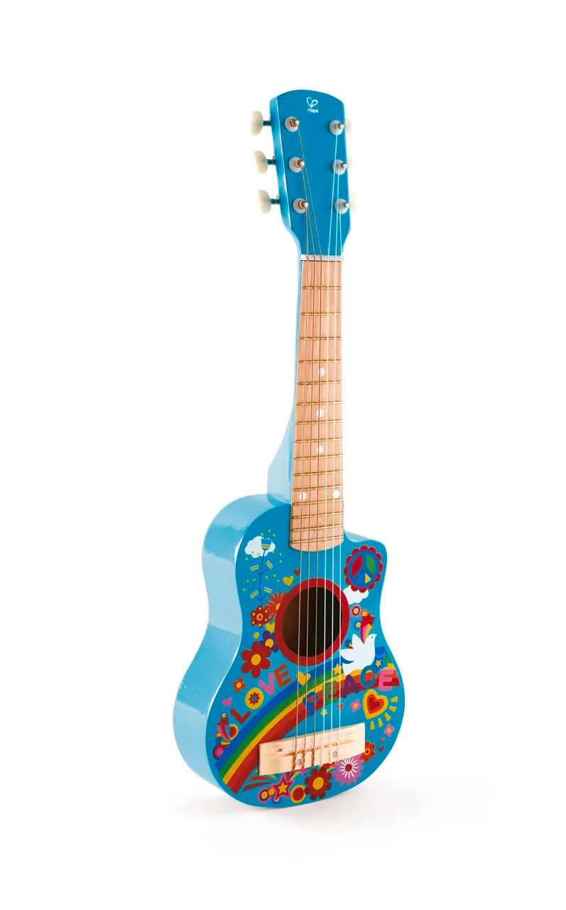 Hape Figli dei Fiori chitarra bambini legno blu E0600